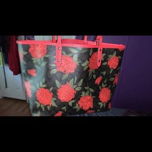 Coach signature floral hand bag